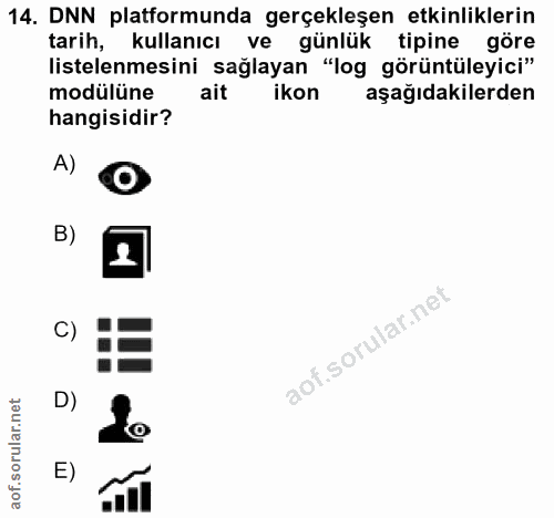 14. soru: DNN platformunda gerçekleşen etkinliklerin tarih, kullanıcı ve günlük tipine göre listelenmesini sağlayan "log görünt…