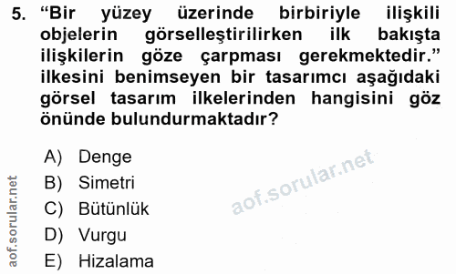 5. soru: "Bir yüzey üzerinde birbiriyle ilişkili objelerin görselleştirilirken ilk bakışta ilişkilerin göze çarpması gerekmekt…