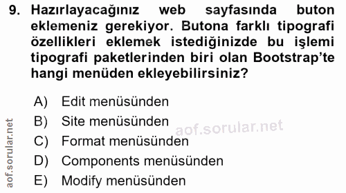 9. soru: Hazırlayacağınız web sayfasında buton eklemeniz gerekiyor. Butona farklı tipografi özellikleri eklemek istediğinizde…