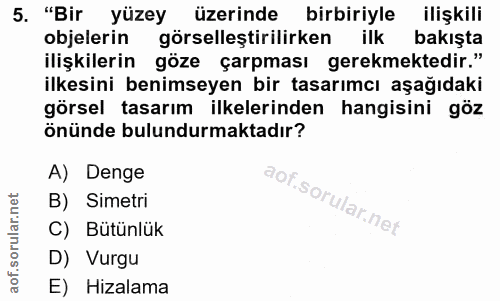 5. soru: "Bir yüzey • üzerinde birbiriyle ilişkili objelerin görselleştirilirken ilk bakışta ilişkilerin göze çarpması gerekme…