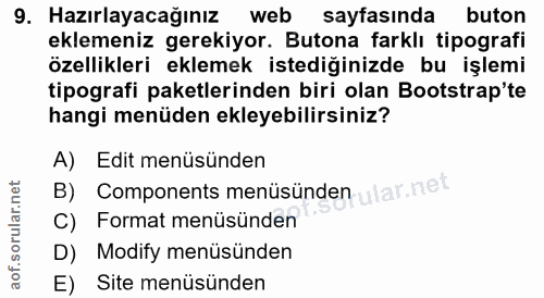 9. soru: Hazırlayacağınız web sayfasında buton eklemeniz gerekiyor. Butona farklı tipografi özellikleri eklemek istediğinizde…