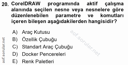 20. soru: CareDAW programinda aktif çalışma alanında seçilen nesne veya nesnelere göre düzenlenebilen parametre ve komutları iç…