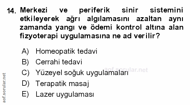 14. soru: Merkezi ve periferik sinir sistemini etkileyerek ağrı algılamasını azaltan aynı zamanda yangı ve ödemi kontrol altına…