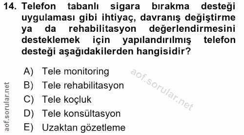 14. soru: Telefon tabanlı sigara bırakma desteği uygulaması gibi ihtiyaç, davranış degiştirme ya da rehabilitasyon değerlendirm…