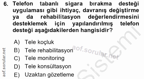 6. soru: Telefon tabanlı sigara birakma desteği uygulaması gibi ihtiyaç, davranış degiştirme ya da rehabilitasyon değerlendirm…