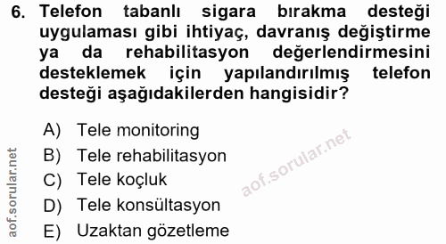 6. soru: Telefon tabanlı sigara bırakma desteği uygulaması gibi ihtiyaç, davranış degiştirme ya da rehabilitasyon değerlendirm…