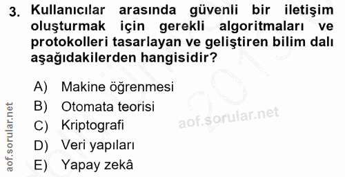 3. soru: Kullanıcılar arasında güvenli bir iletişim oluşturmak için gerekli algoritmaları ve protokolleri tasarlayan ve gelişt…