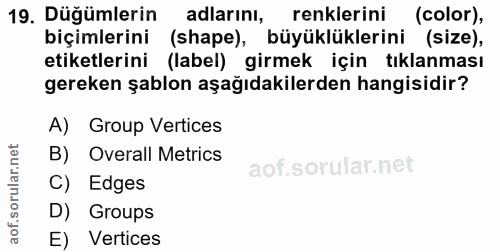 19. soru: Düğümlerin adlarını, renklerini (color), biçimlerini (shape), büyüklüklerini (size), etiketlerini (label) girmek için…