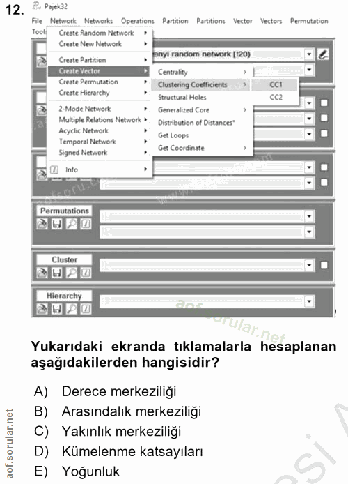 12. soru: 2. Pajek32 File Network Networks Operations | Partition Partitions Vector Vectors Permutation Tool! Create Random Net…