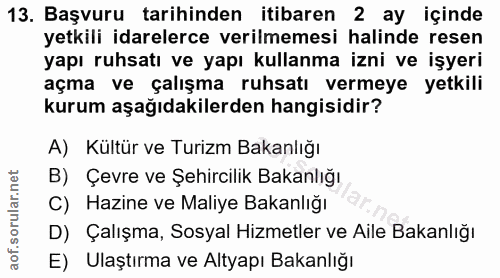 13. soru: Başvuru tarihinden itibaren 2 ay içinde yetkili idarelerce verilmemesi halinde resen yapı ruhsatı ve yapı kullanma iz…