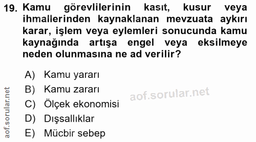 19. soru: Kamu görevlilerinin kasıt, kusur veya ihmallerinden kaynaklanan mevzuata aykırı karar, işlem veya eylemleri sonucunda…